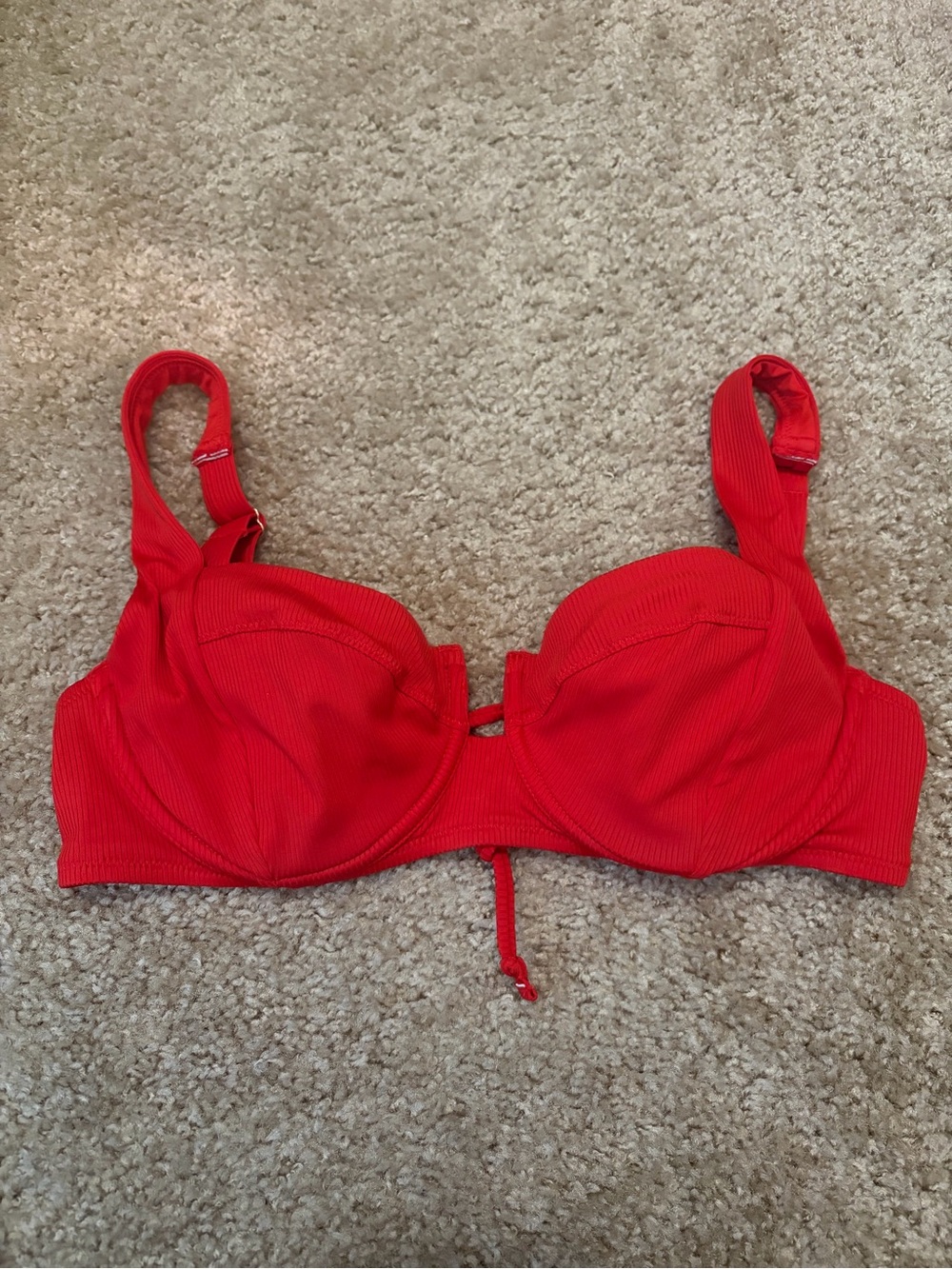 Victoria's Secret Red Ribbed Bikini Top